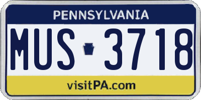 PA license plate MUS3718
