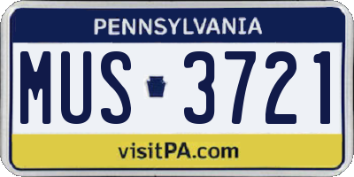 PA license plate MUS3721