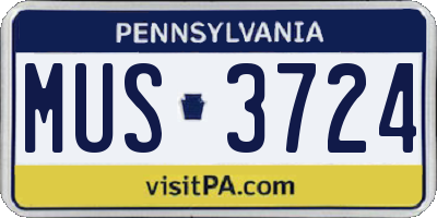 PA license plate MUS3724