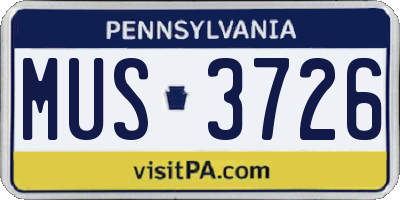 PA license plate MUS3726