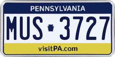 PA license plate MUS3727