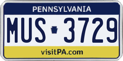 PA license plate MUS3729