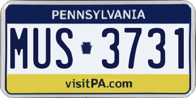 PA license plate MUS3731