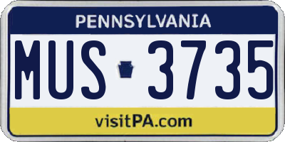 PA license plate MUS3735