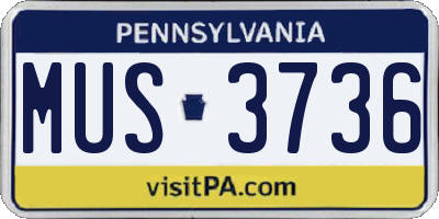 PA license plate MUS3736