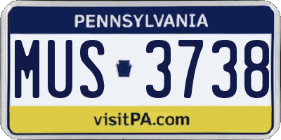 PA license plate MUS3738