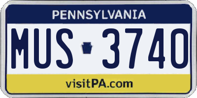 PA license plate MUS3740