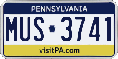PA license plate MUS3741