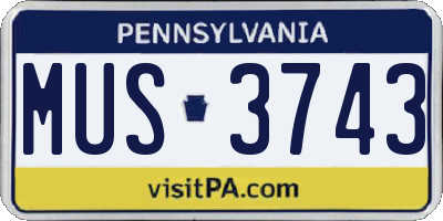 PA license plate MUS3743