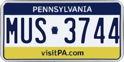 PA license plate MUS3744