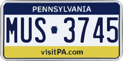 PA license plate MUS3745