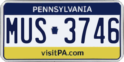 PA license plate MUS3746