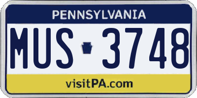 PA license plate MUS3748