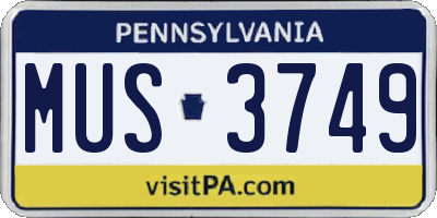 PA license plate MUS3749