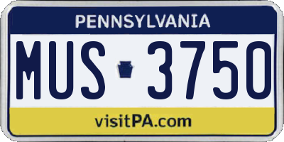 PA license plate MUS3750