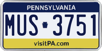 PA license plate MUS3751