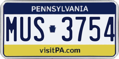 PA license plate MUS3754
