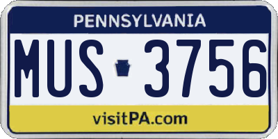 PA license plate MUS3756
