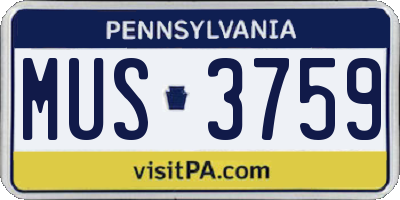 PA license plate MUS3759