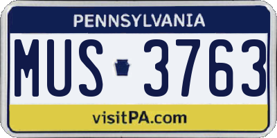 PA license plate MUS3763