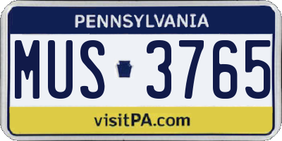 PA license plate MUS3765
