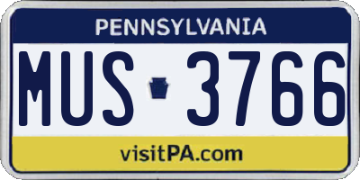 PA license plate MUS3766