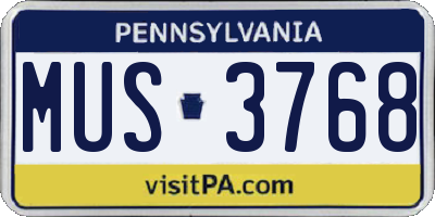 PA license plate MUS3768