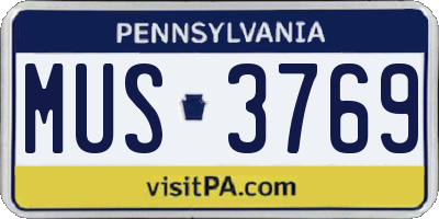 PA license plate MUS3769