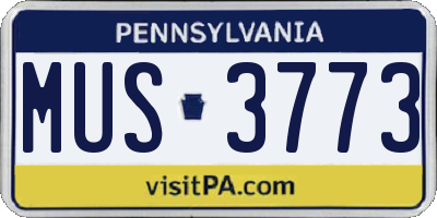 PA license plate MUS3773