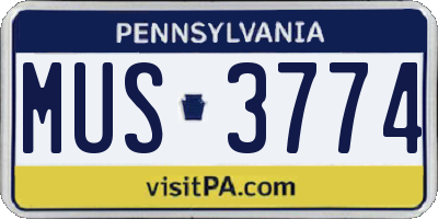 PA license plate MUS3774