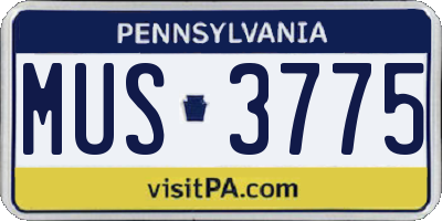 PA license plate MUS3775