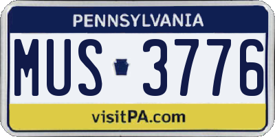 PA license plate MUS3776