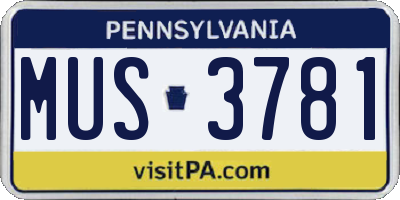 PA license plate MUS3781