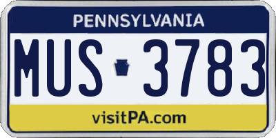 PA license plate MUS3783
