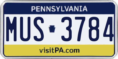 PA license plate MUS3784