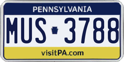 PA license plate MUS3788
