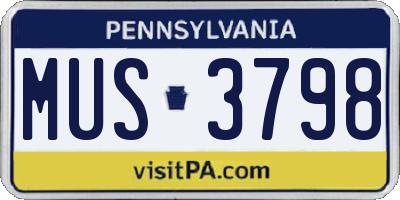 PA license plate MUS3798