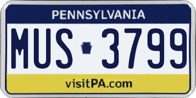 PA license plate MUS3799