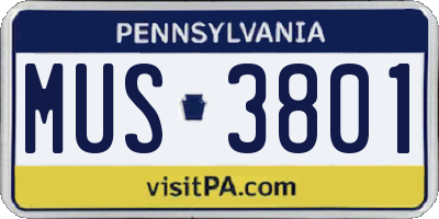 PA license plate MUS3801