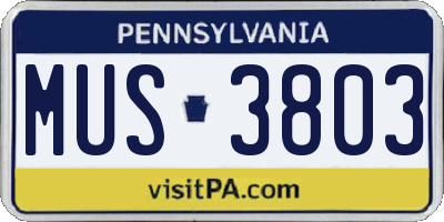 PA license plate MUS3803