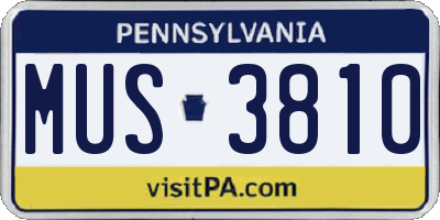 PA license plate MUS3810