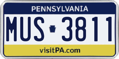 PA license plate MUS3811