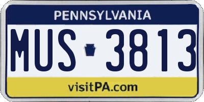 PA license plate MUS3813