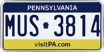 PA license plate MUS3814