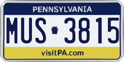 PA license plate MUS3815