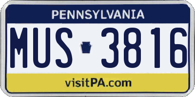 PA license plate MUS3816