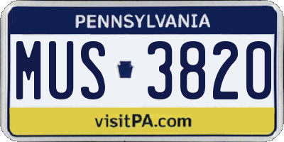 PA license plate MUS3820