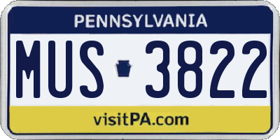 PA license plate MUS3822