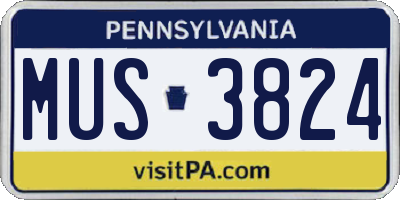 PA license plate MUS3824
