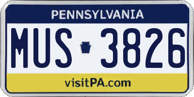 PA license plate MUS3826